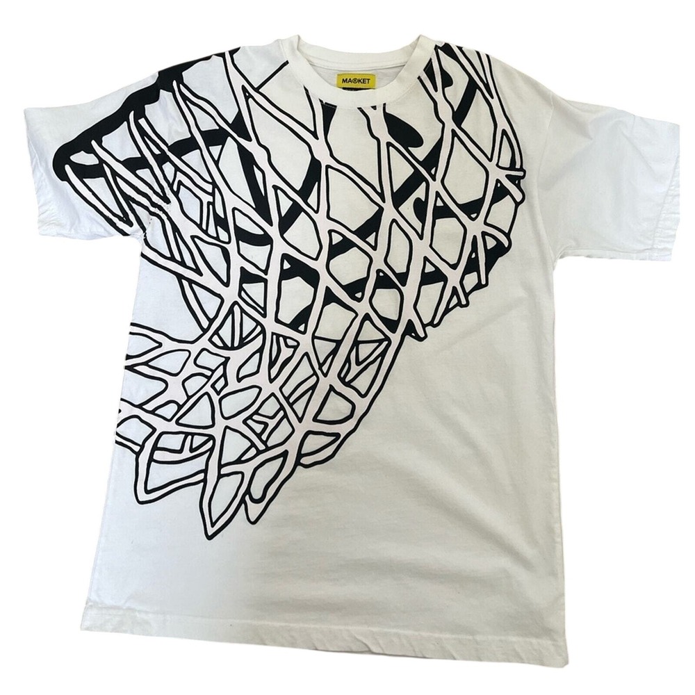 Market x Smiley Basketball Net Graphic T-Shirt Mens Large White Streetwear Tee